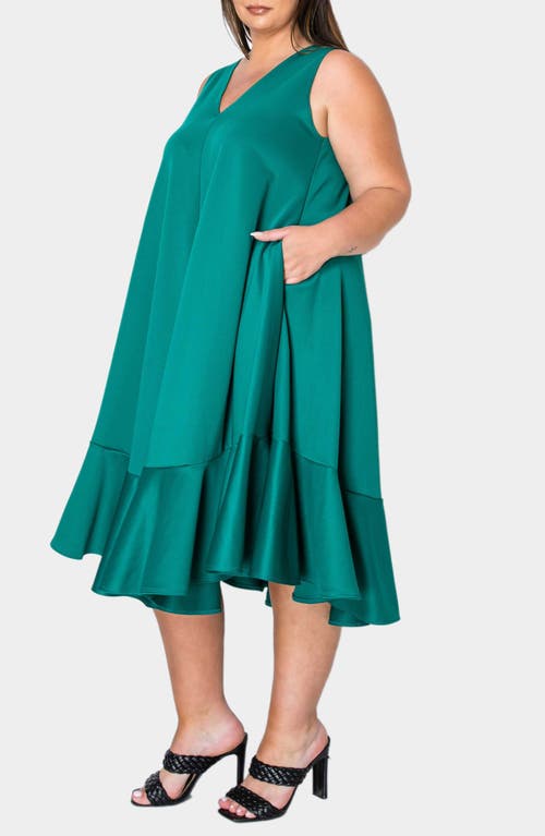 Shop L I V D Simone Pocket Stretch Sleeveless A-line Dress In Emerald