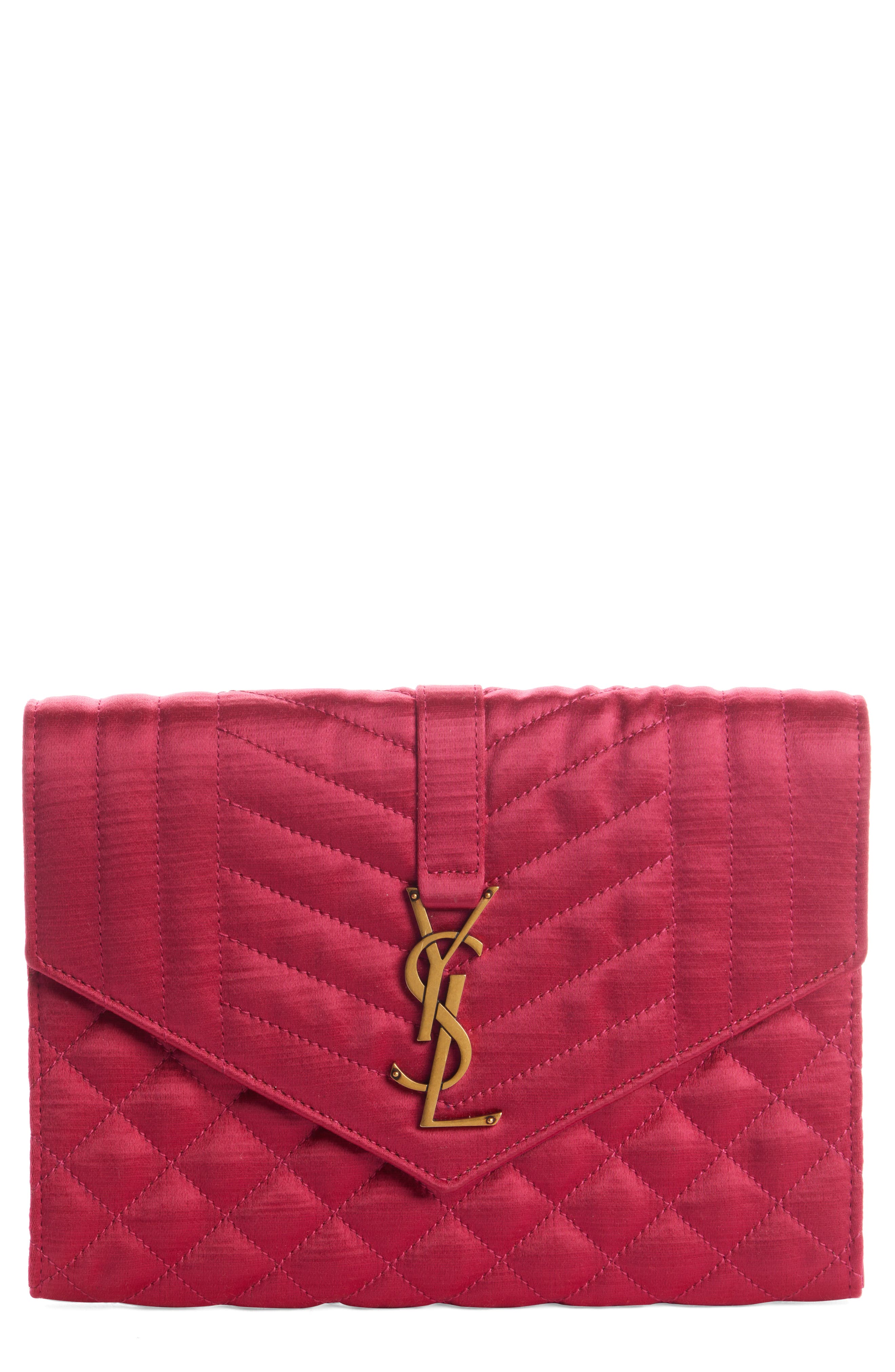 Saint Laurent Envelope Quilted Leather Clutch