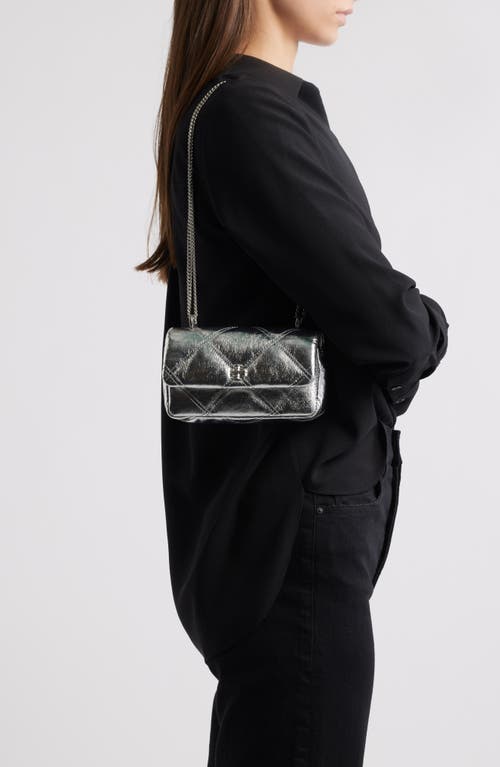 Tory Burch Kira Quilted Metallic Leather Crossbody Bag In Silver