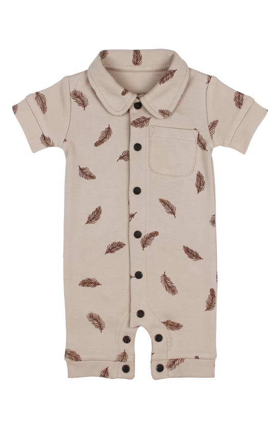 Shop L'ovedbaby Organic Cotton Romper In Oatmeal Feather