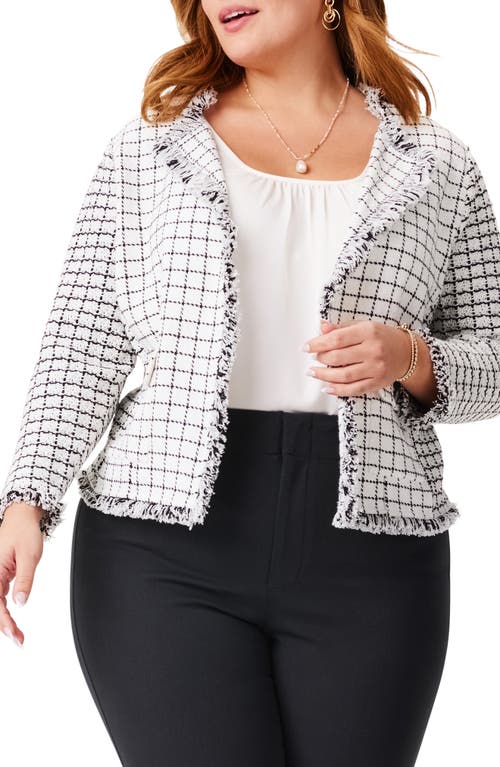 NIC+ZOE Grid Fringe Mix Jacket Cream Multi at Nordstrom