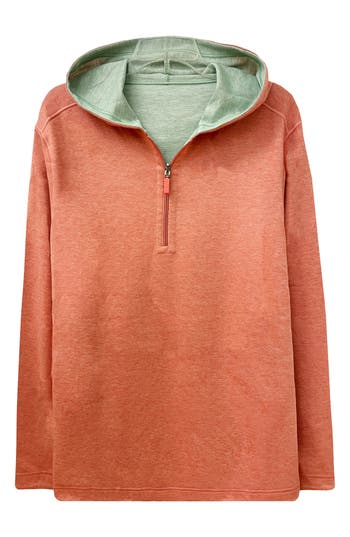 Shop Nicoby Reversible Quarter Zip Hoodie In Coral/sage