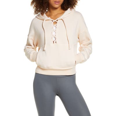 Free People Fp Movement Believe It Lace-Up Hoodie, Pink
