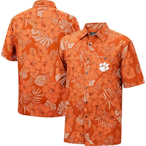 Men's Camping Print Short Sleeve Camp Shirt - Orange