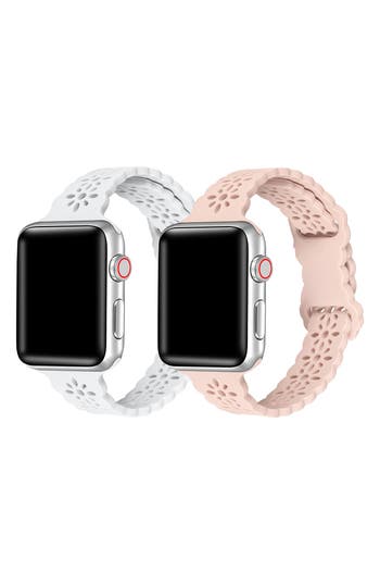 Shop The Posh Tech Silicone Sport 2-pack Apple Watch® Watchbands In Pink/white