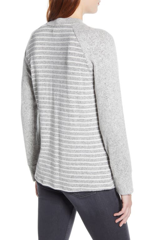 Loveappella Raglan Sleeve Knit Top In Ivory/h Gray