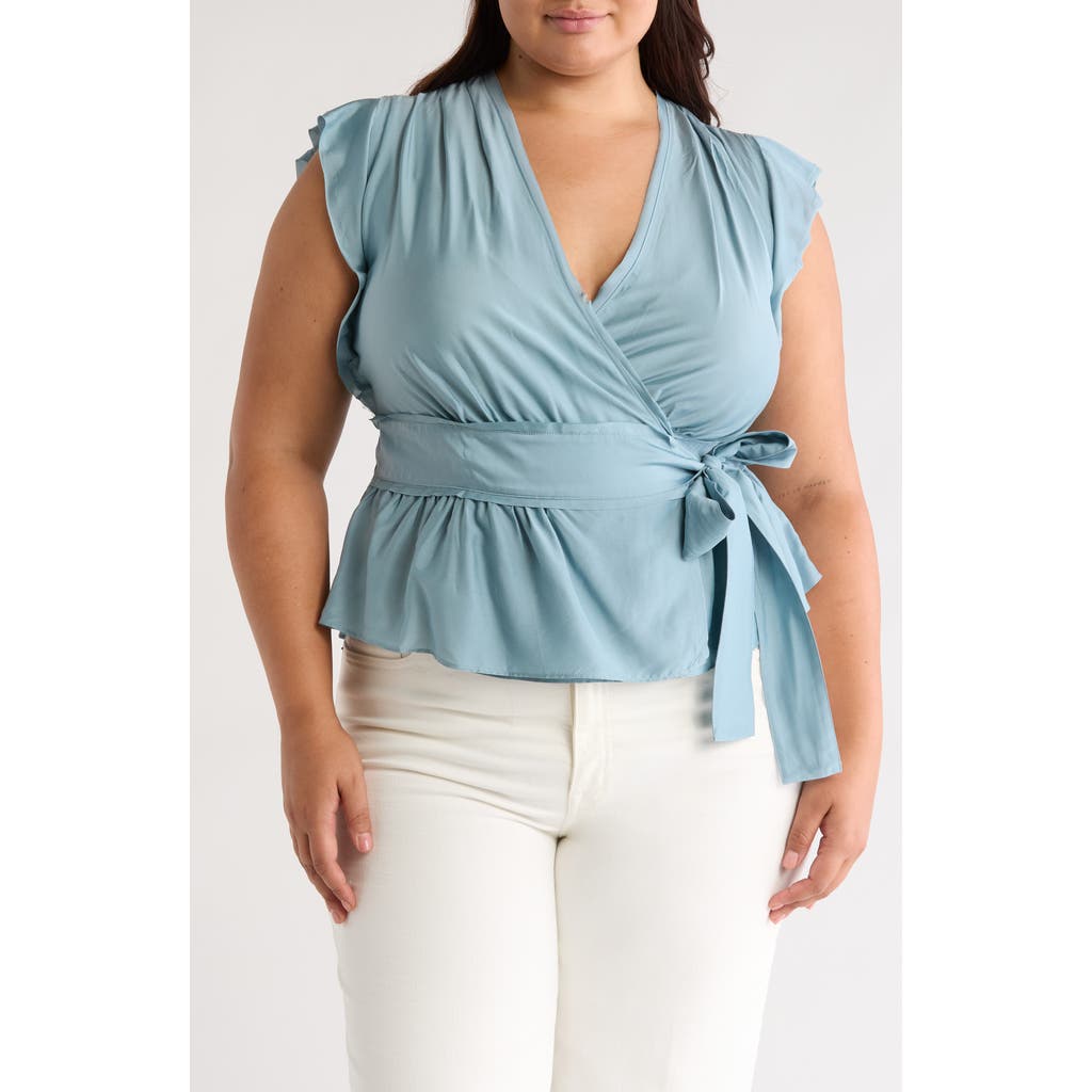Joie Ashlene Cap Sleeve Wrap Top In Citadel