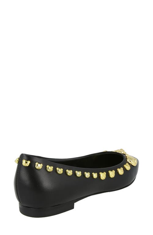 Moschino Teddy Stud Flats In Black