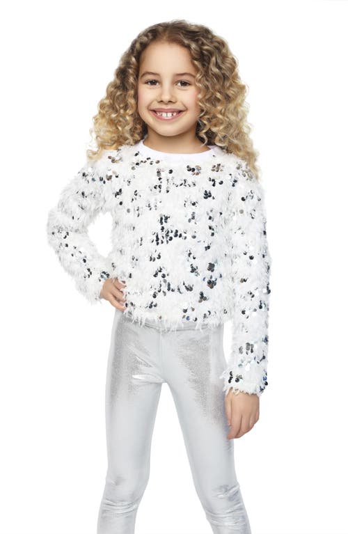 Mia New York Kids' Sequin Texture Sweater In White Silver