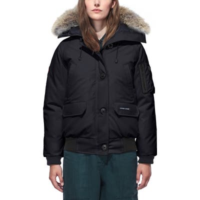 Canada Goose Chilliwack Hooded Down Bomber Jacket With Genuine Coyote Fur Trim, (4-6) - Blue
