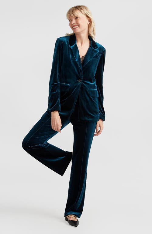 Belle & Bloom Eternity Velvet Blazer In Dark Teal