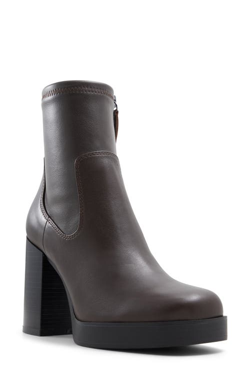 Shop Aldo Seraphica Platform Bootie In Dark Brown