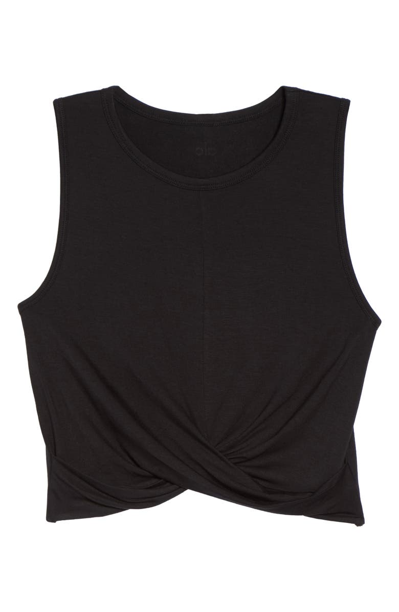 Alo Cover Twist Hem Tank, Alternate, color, Black