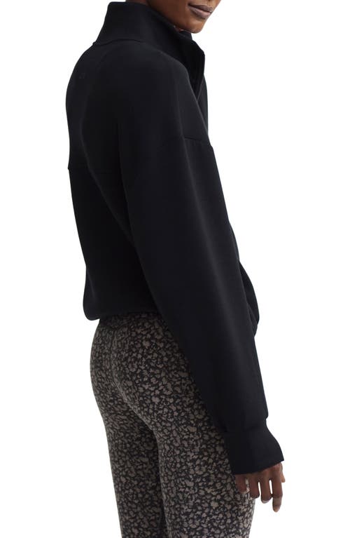 Varley Sian Cropped Half-zip Midlayer In Black In Black