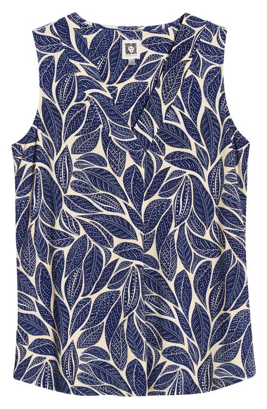 Shop Anne Klein Print Sleeveless Top In Golden Straw/blue