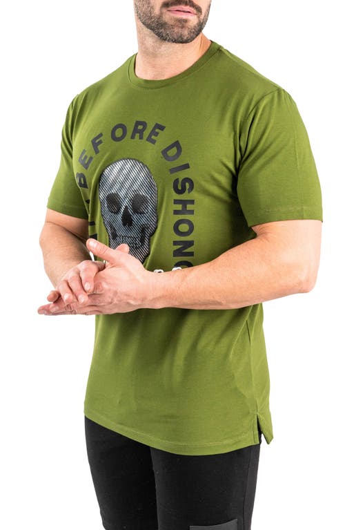 Maceoo Code Of Honor Cotton Graphic T-shirt In Green