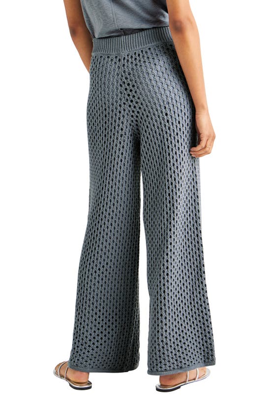 Shop Splendid Nova Pointelle Wide Leg Sweater Pants In Storm