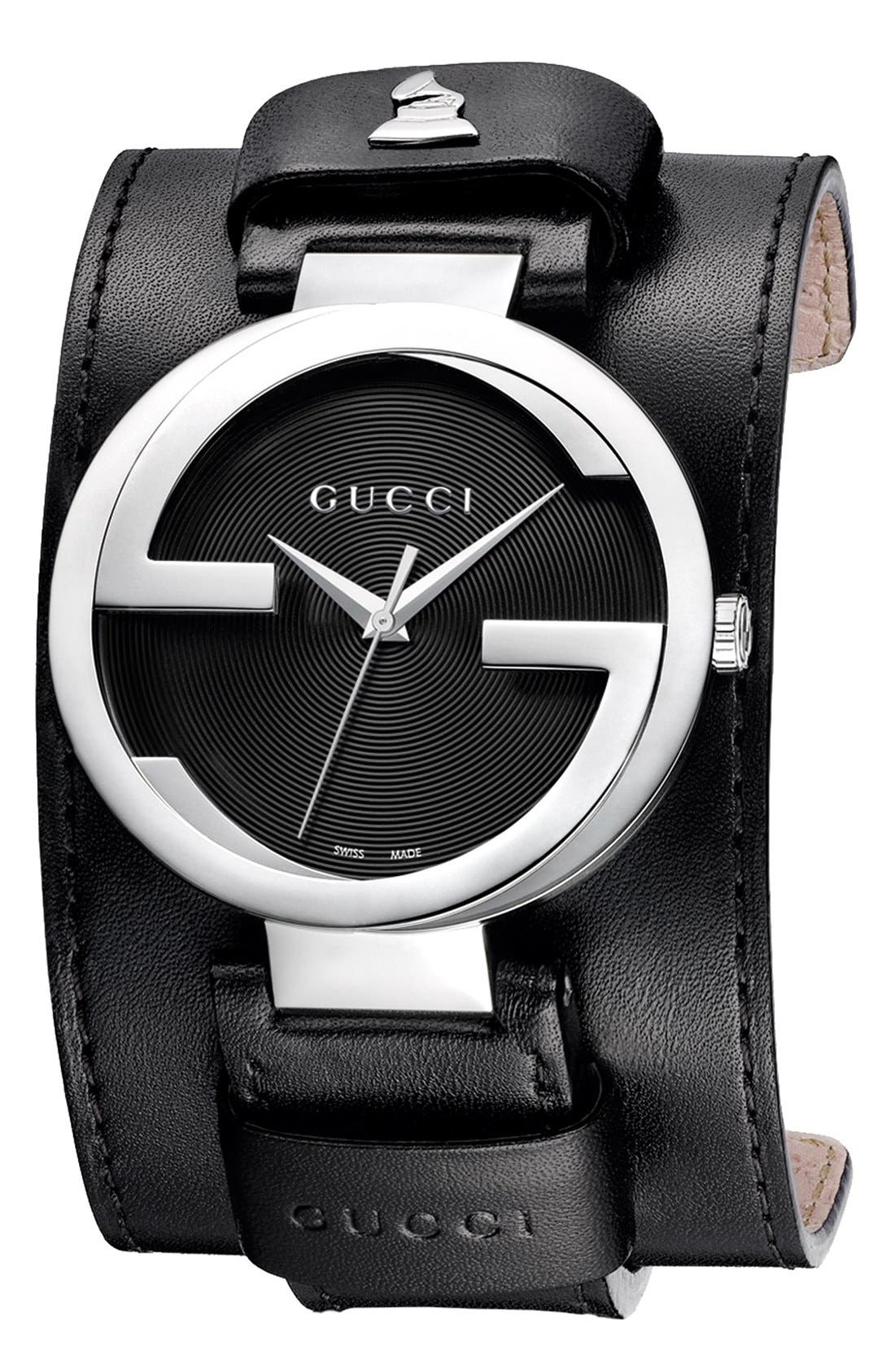 Gucci 'Interlocking G GRAMMY®' Leather Cuff Watch, 42mm Nordstrom