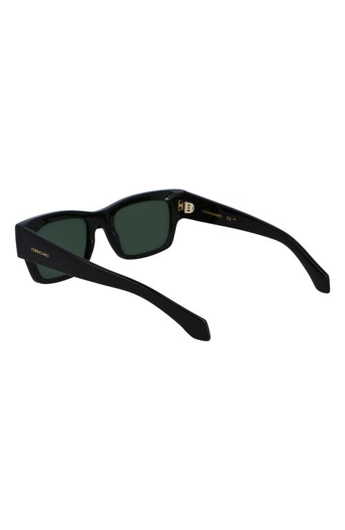 Shop Ferragamo Rivets 53mm Rectangular Sunglasses In Black