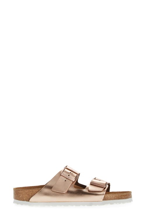 Shop Birkenstock Soft Slide Sandal In Copper Leather