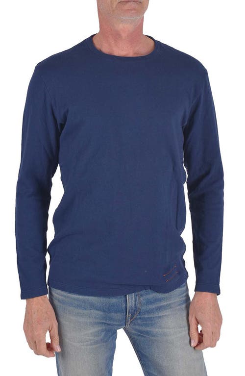 HIROSHI KATO The Drill Long Sleeve Cotton T-Shirt in Navy 