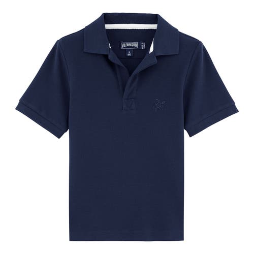 Vilebrequin Kids' Solid Cotton Polo In Blue