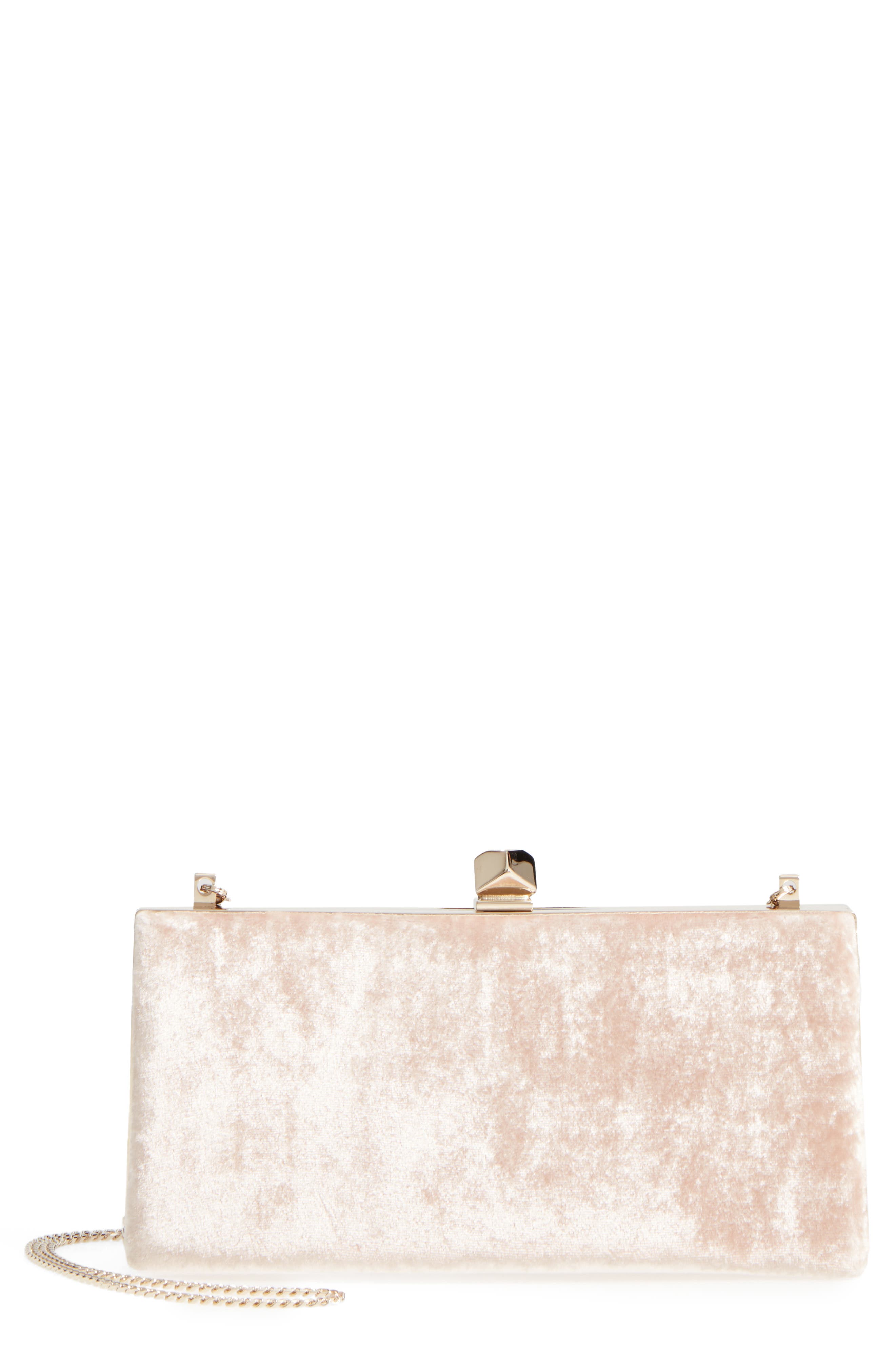 crushed velvet clutch bag