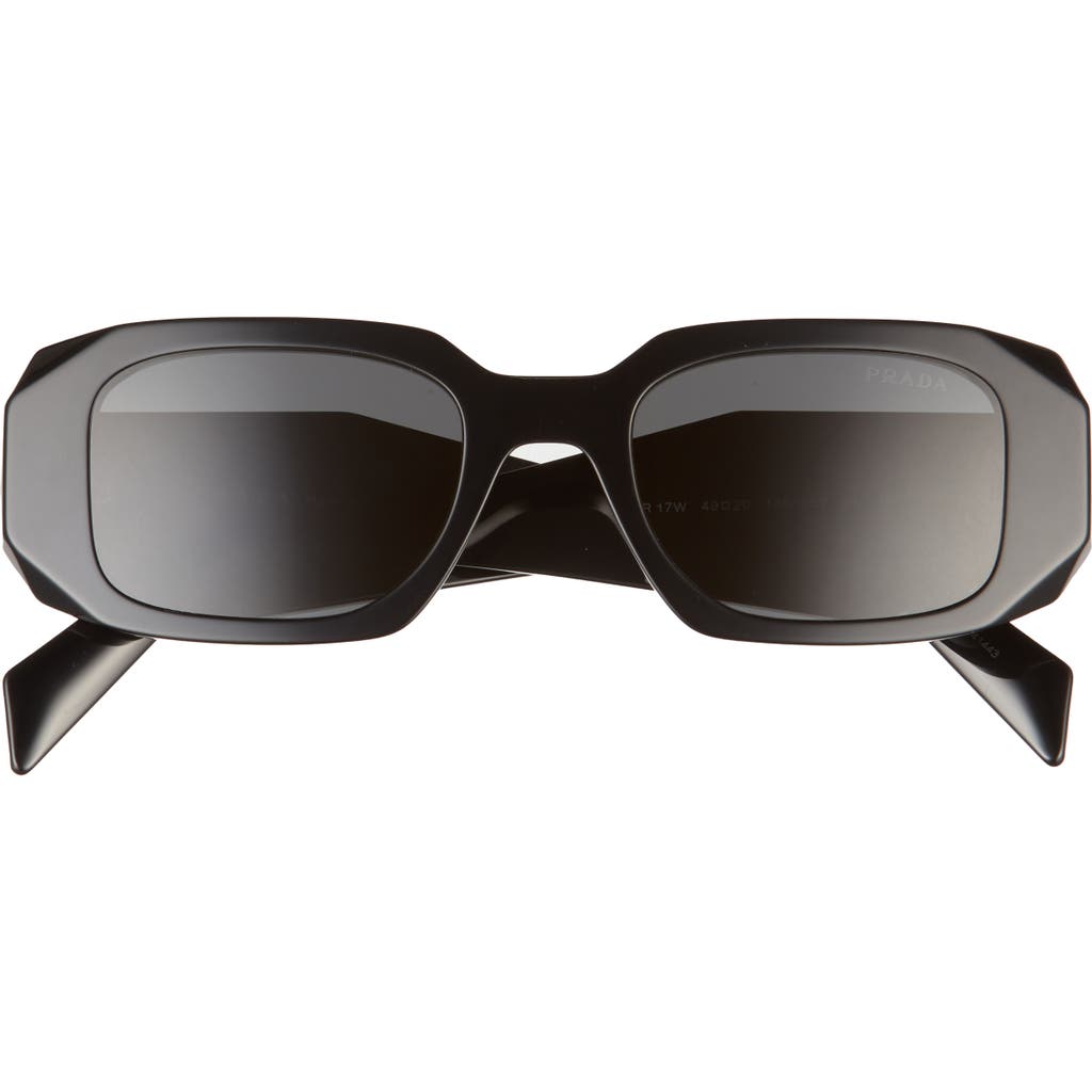 Prada Runway 49mm Rectangular Sunglasses In Black/dark Grey