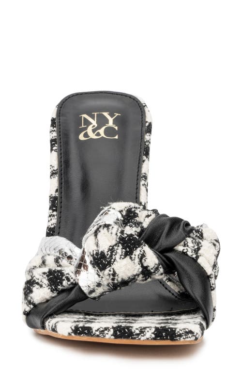 New York And Company Anthi Houndstooth Block Heel Sandal In Black/white