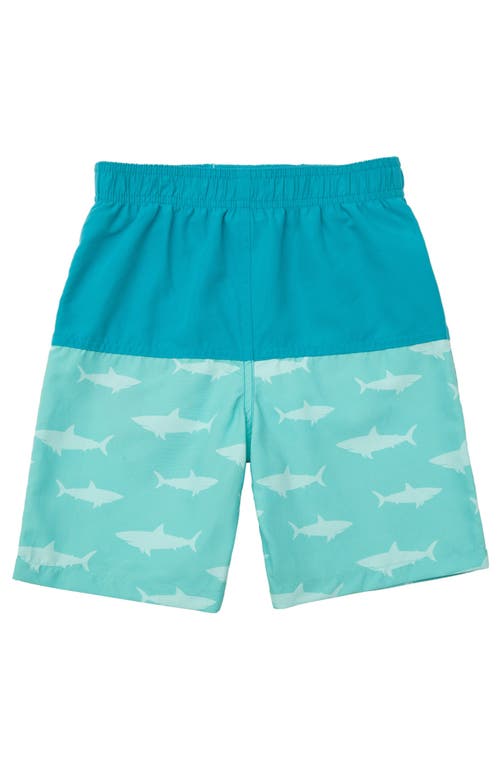 Shop Rokka&rolla Toddler Swim Trunks With Mesh Lining Upf 50+ In Teal Blue Shark