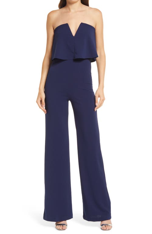 Lulus Power of Love Strapless Wide Leg Jumpsuit in Navy