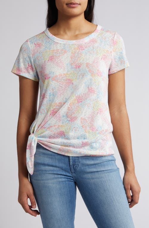 Side Tie T-Shirt in Light Aqua/Peach