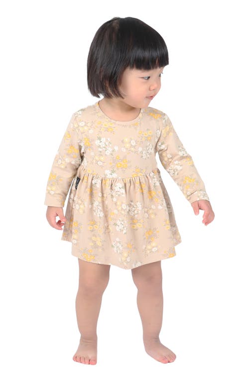 TINY TRIBE Floral Garden Long Sleeve Knit Dress in Biscuit at Nordstrom, Size 9-12M