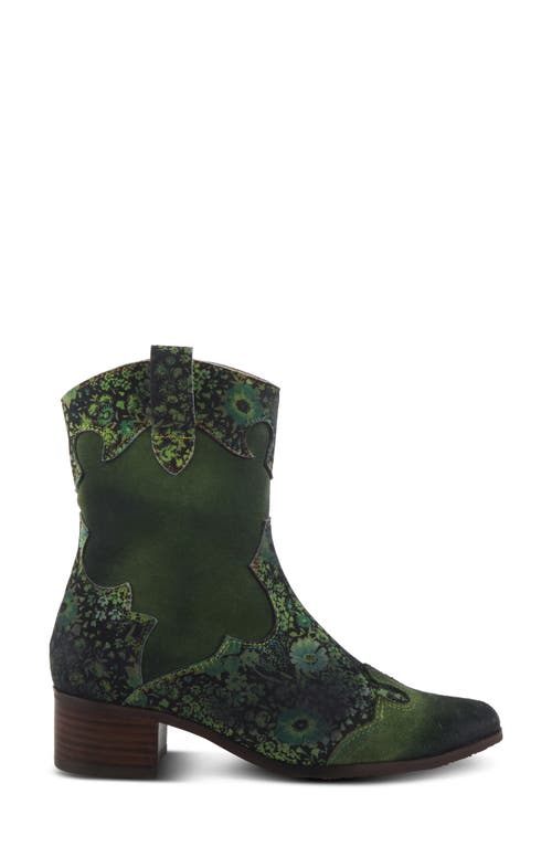 L'artiste By Spring Step Ladylucky Womens Faux Suede Pointed Toe Ankle Boots In Green Multi Suede
