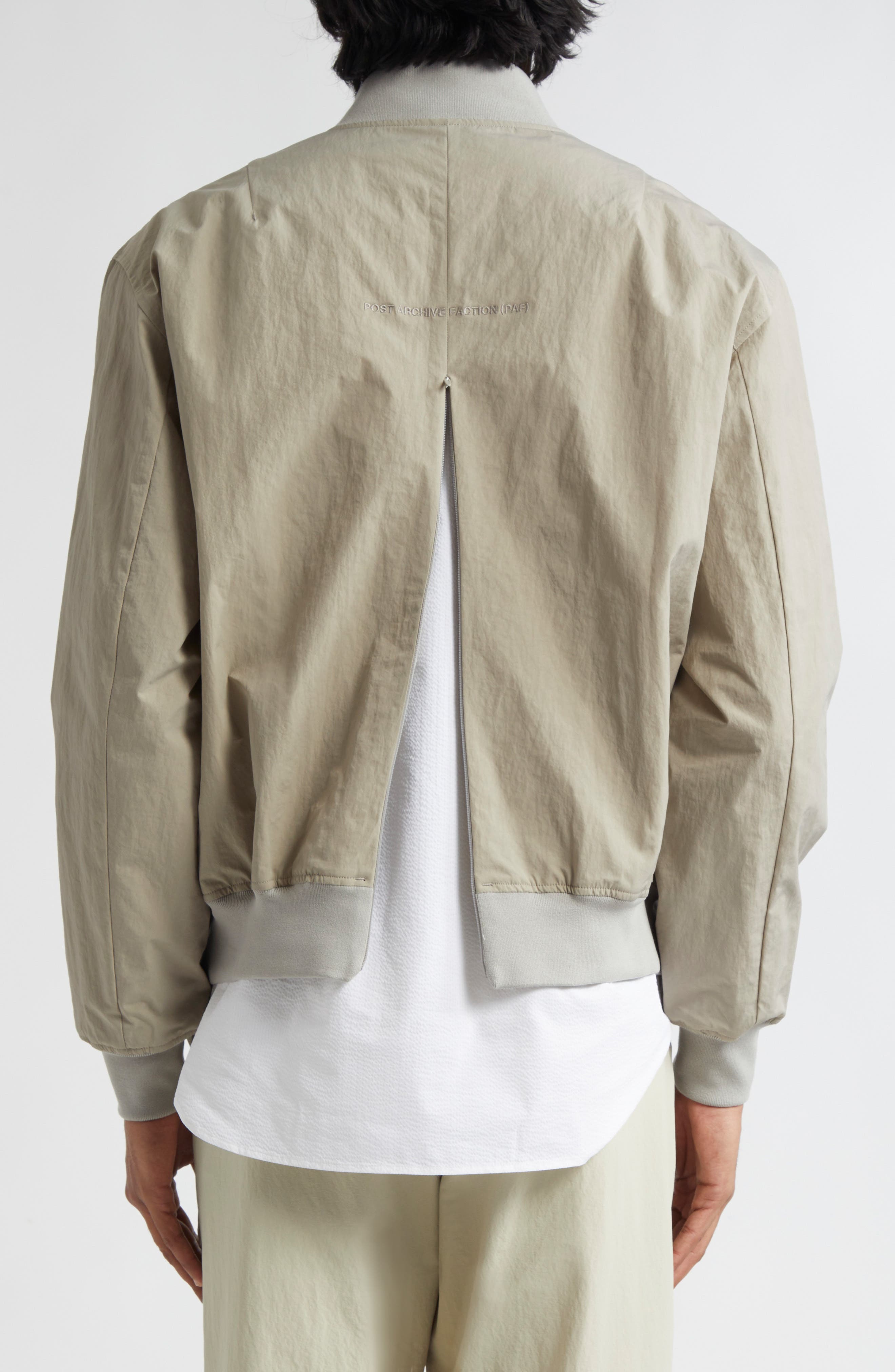 POST ARCHIVE FACTION 6.0 Nylon Bomber Jacket Right in Warm Grey 