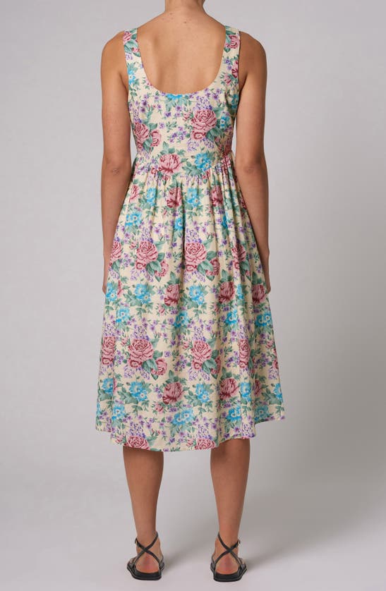 Shop Rolla's Leonie Rosette Print Sleeveless Midi Dress In Buttercream
