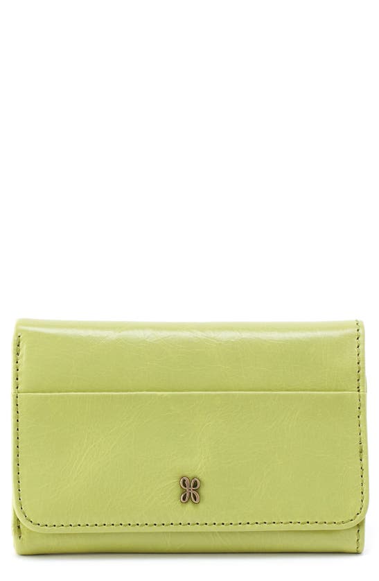 Hobo Jill Leather Trifold Wallet In Celery