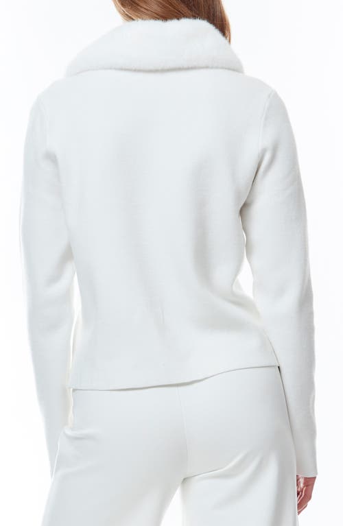 By Design Isa Faux Fir Trim Cardigan In Antique White