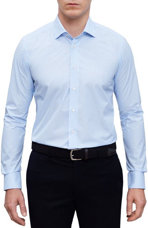 Check Cotton Poplin Button-Up Shirt in Light Pastel Blue