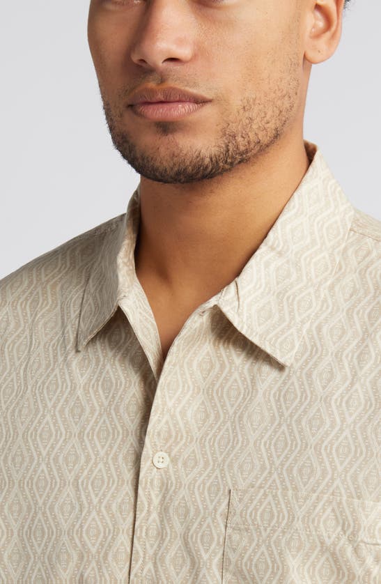 Shop Treasure & Bond Tencel® Blend Short Sleeve Button-up Shirt In Tan- Beige Mosaic Tiles