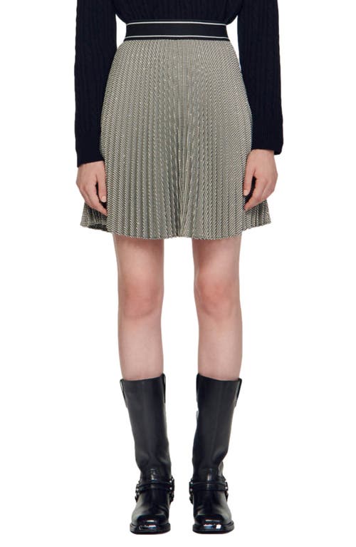 Hockney Check Pleated Skirt in Black /White