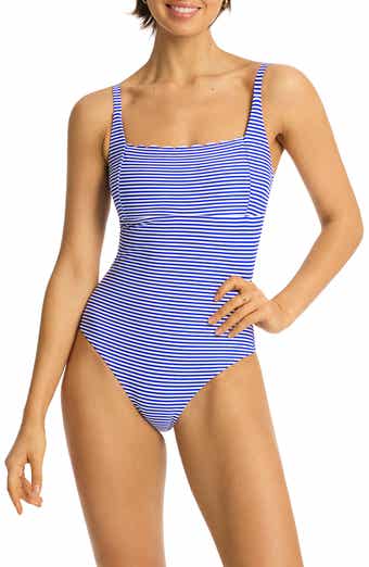 Sea Level Square Neck One-Piece Swimsuit Dress - ShopStyle
