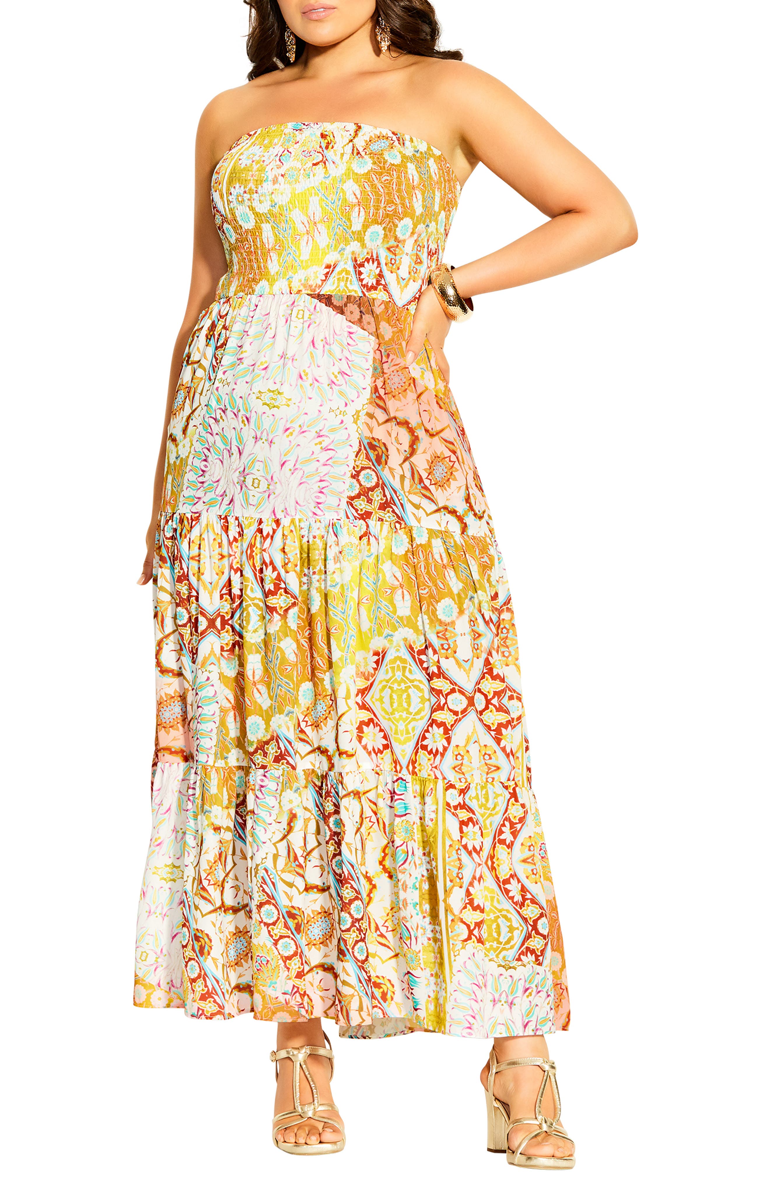 strapless floral maxi dress