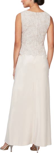 Alex Evenings Embroidered Lace Mock Two-Piece Gown with Jacket