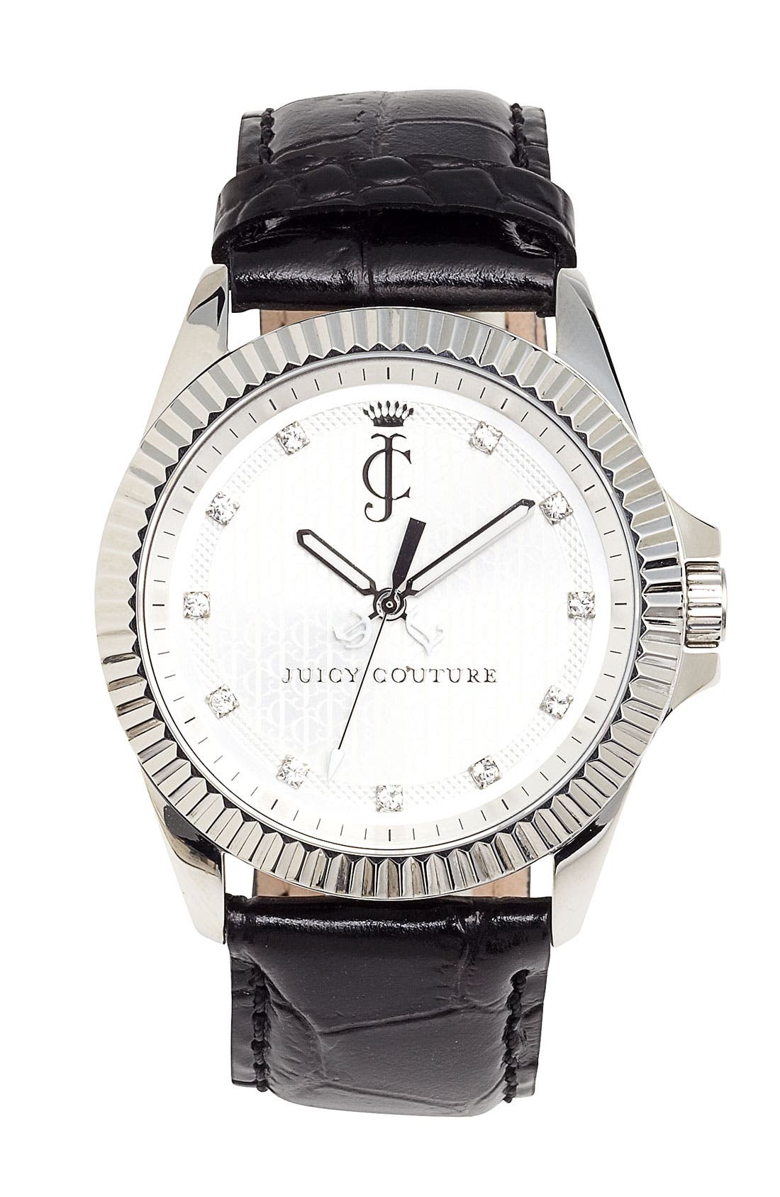 Juicy Couture 'Stella' Round Leather Strap Watch Nordstrom