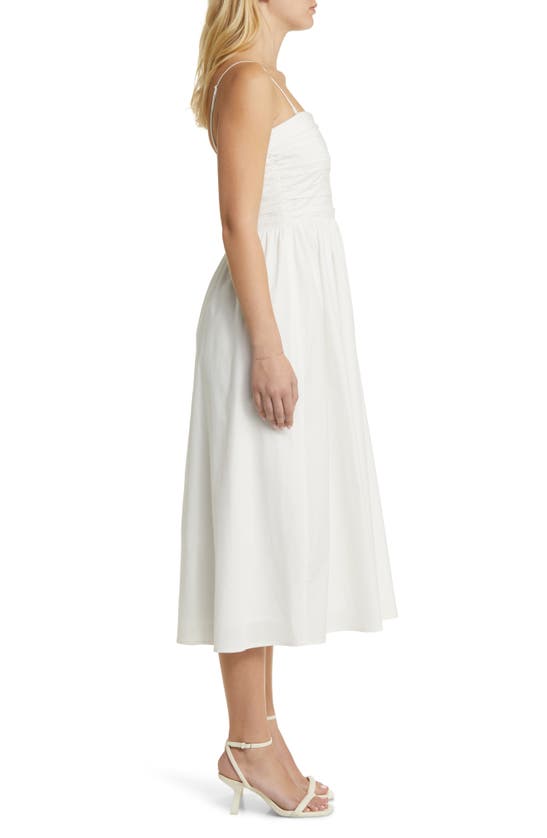 Shop Wayf Sammie Pleat Strapless Stretch Cotton Sundress In Ivory