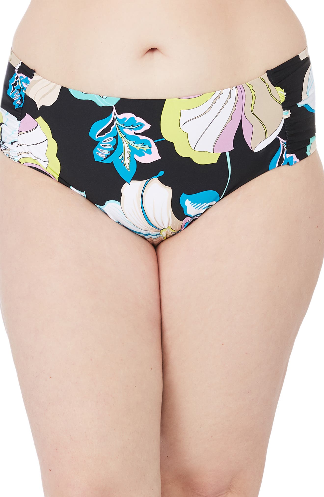 $148 Trina Turk Brasilia Molded Cup Bandeau Top & Shirred Bottom Swim Bikini Set