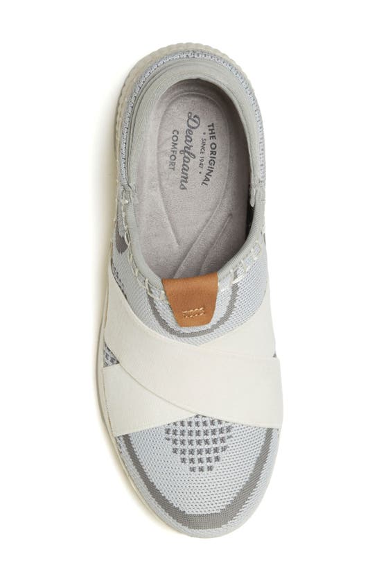 Dearfoams Livie Cross Strap Knit Slip-on Sneaker In Light Grey