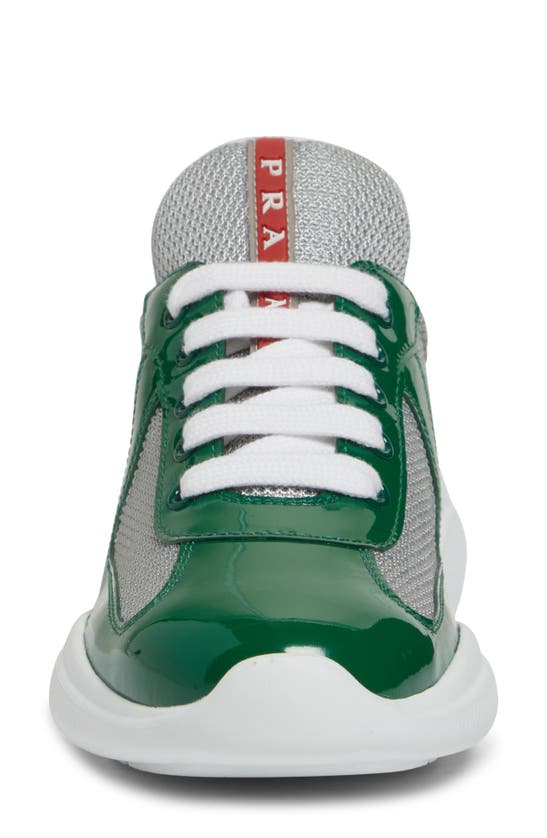 Prada America's Cup Vernice Patent Runner Sneakers In Verde