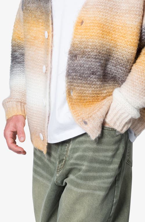 Shop Mnml Gradient Wool Cardigan In Beige/grey/yellow Multi